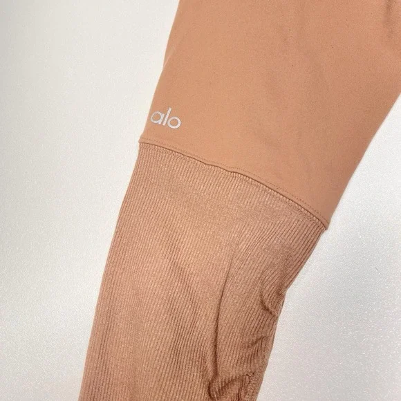 Alo Yoga Goddess Leggings Ribbed Knit Ruched Leg Stretch‎ Rose Quartz Size XS - Picture 10 of 10